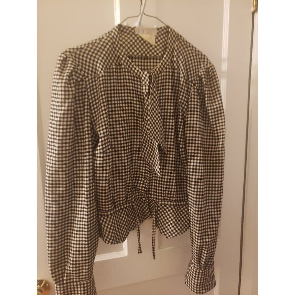 Emmanuelle Khanh Checkered Blouse Paris Fashion Fitted Blouse
